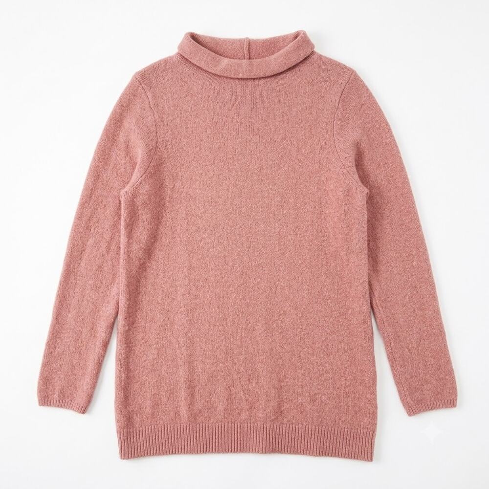 J Jill Draped Funnel Neck Sweater Pink Stretch Wool Blend Womens Medium